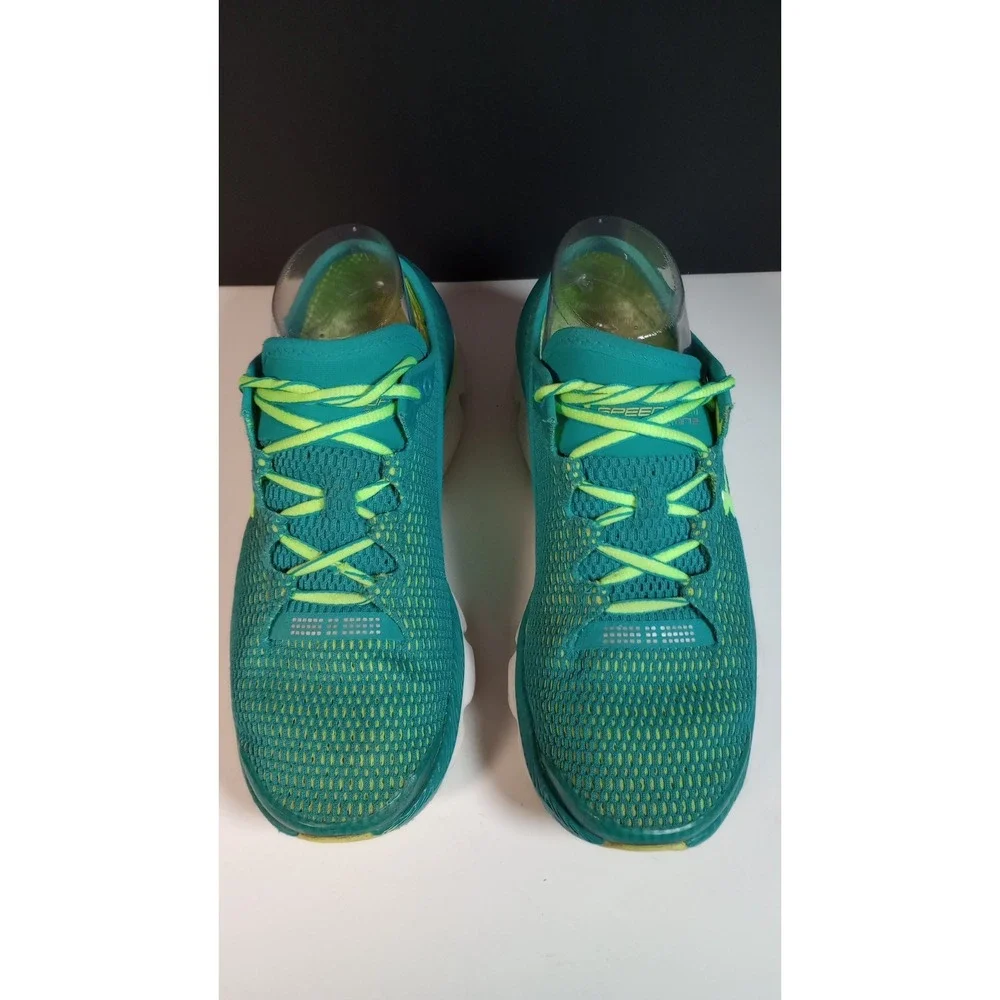 Under Armor Charged Speedform Gemini 2 Ladies Running Shoes Sz 8 Teal/Lime Green